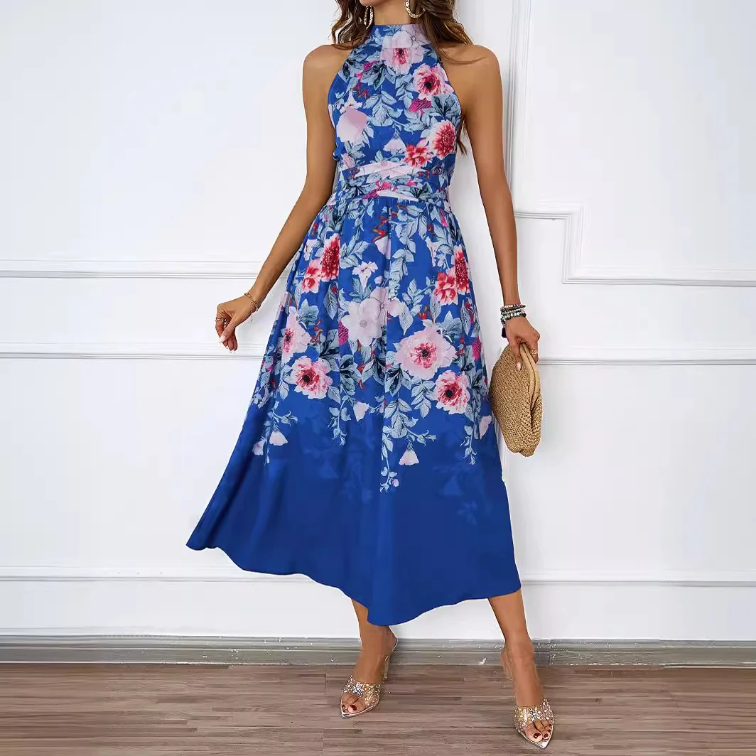 Halterneck Jurk met Print en Taille Slankmakend voor Vrouwen Zomerse Stijl en Elegantie Ideaal voor Vakantie en Uitgaan Comfortabele Pasvorm — foto 6