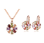 Conjunto colar e brincos de cobre, zircônia e flores com diamantes. Brilho e elegância para você ou um presente inesquecível. — foto 11
