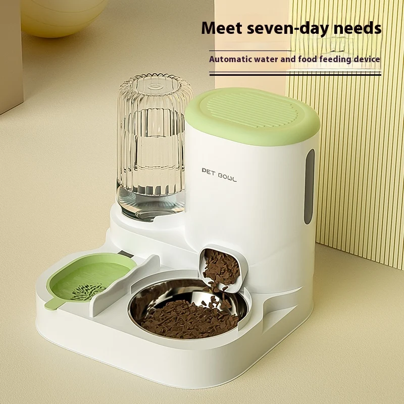 Automatic Cat Bowl with Integrated Water Fountain Double Stainless Steel Bowls, Provides Fresh Food & Water, Convenient — photo 7