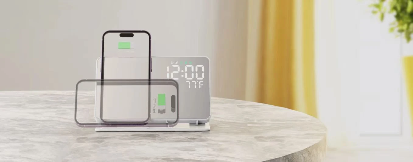 Title 3, Two-in-One Wireless Rechargeable Alarm Clock 15...