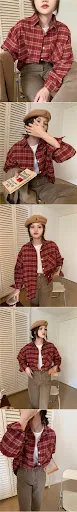 Title 4, Womens Polo Collar Brushed Plaid Shirt Coat To...