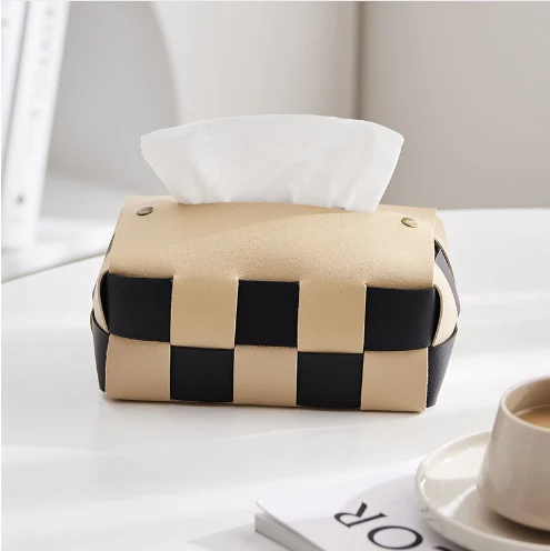 Nordic Checkerboard Paper Towel Box Decoration for kitchen or bathroom, stylish design, keeps towels dry and clean, easy — photo 7