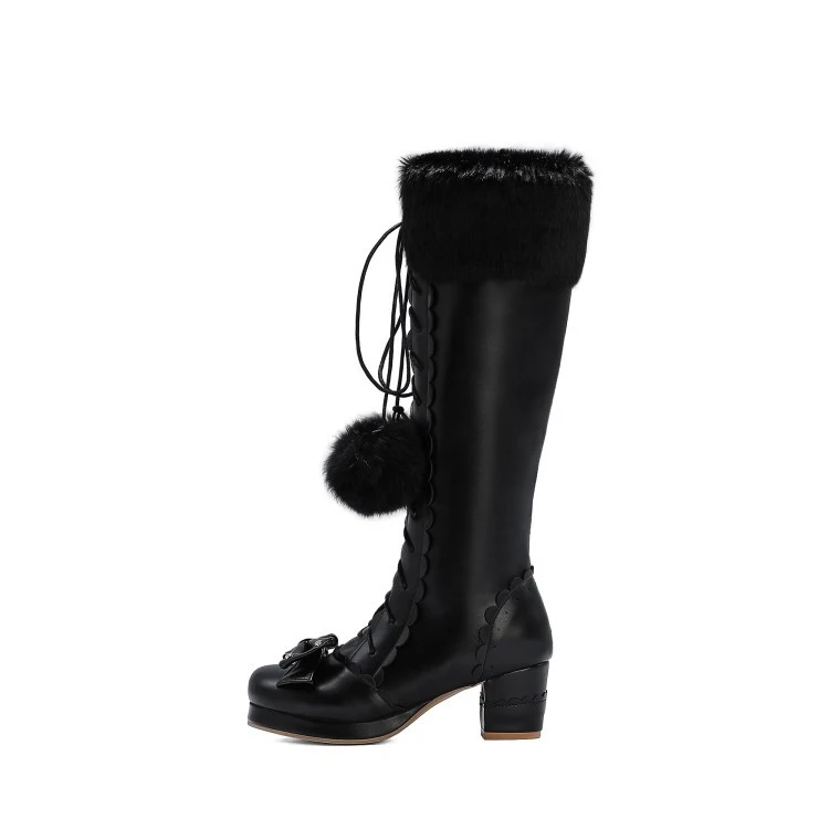 Title 29, Vrouwen veterlaarzen met blokhak en strik, comb...