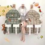 Mochila coreana de grande capacidade para meninas adoráveis, estilo preppy japonês, lona xadrez, bolsa de viagem escolar feminina — foto 23