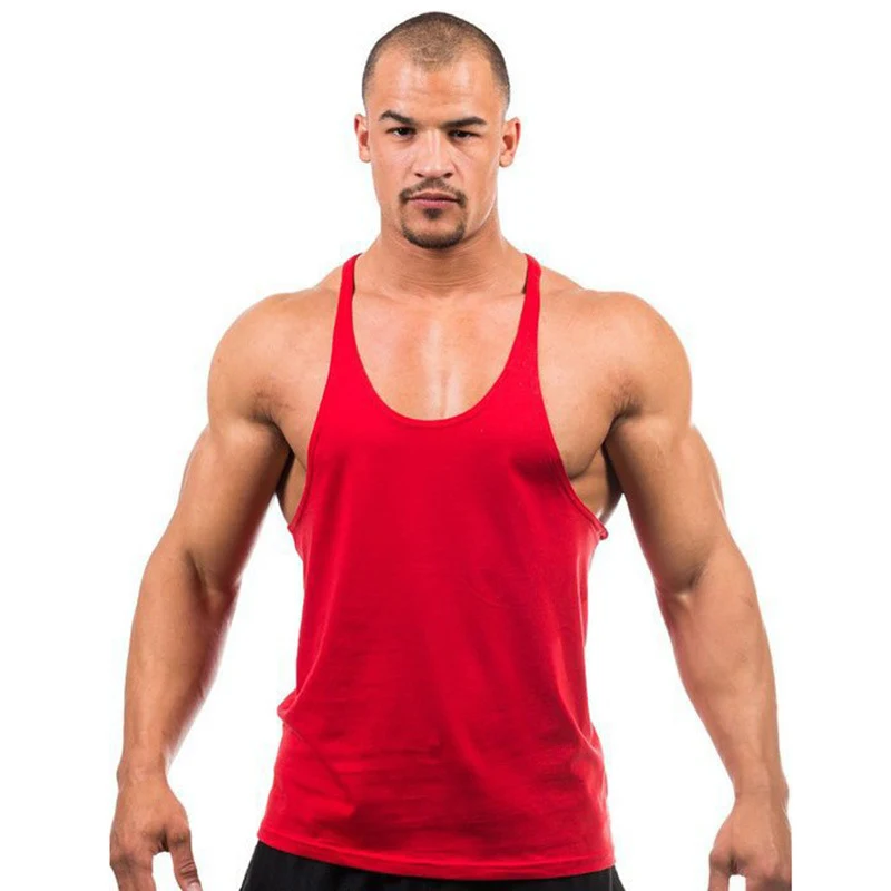 Erkek pamuklu temel fitness vücut geliştirme antrenman yeleği. Spor ve antrenman için ideal. Rahat, nefes alabilir ve spor salonu için mükemmel. — Fotoğraf 8