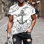 New Map Anchor Print Short-Sleeved T-Shirt Multicolor. Experience nautical style and comfort with this versatile, eye-ca — photo 8