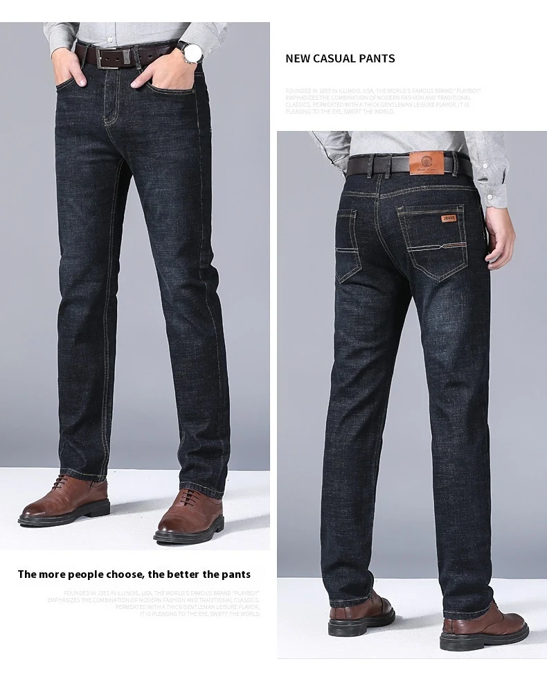 Autumn Thick Jeans Men's Loose Straight Fit Comfortable and Warm Pants Perfect for Cooler Weather Casual Style Durable D — photo 20