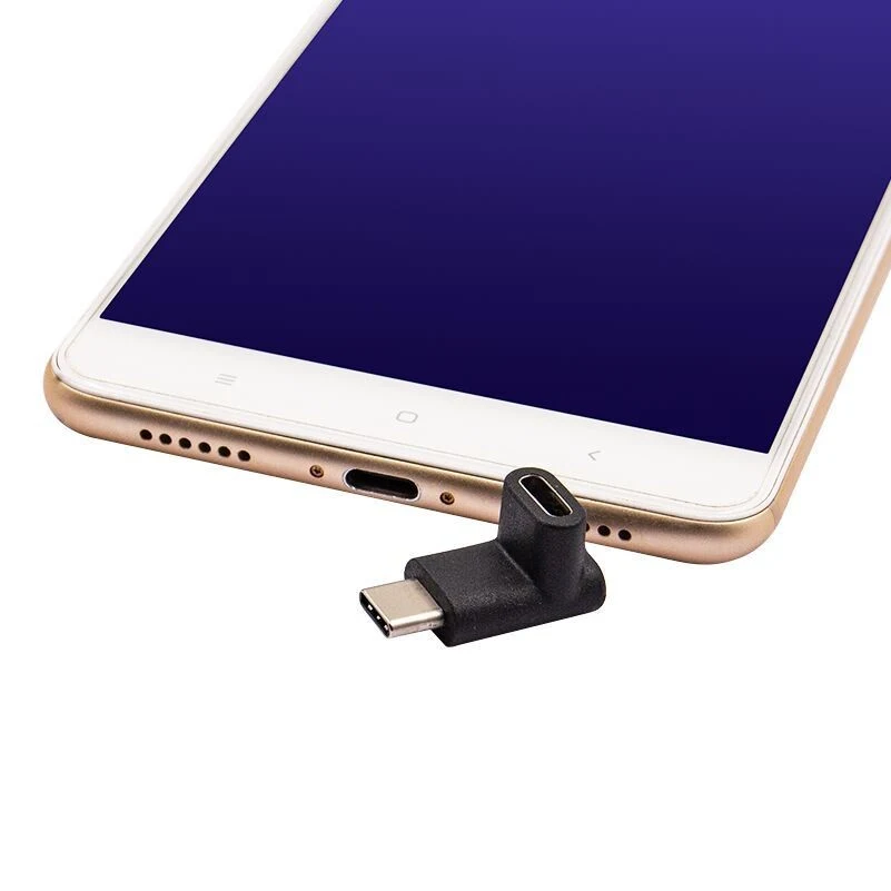 Adaptador USB Tipo-C 90 grados macho a hembra, ángulo recto, conecta y carga tus dispositivos, ideal para espacios reducidos, facilita la gestión de cables. — foto 2