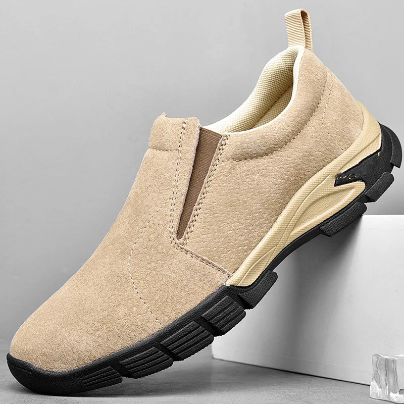 Sapatos masculinos casuais de couro camurça fosco respiráveis, perfeitos para conforto e estilo. Leves e ideais para uso diário em diversas ocasiões. — foto 3