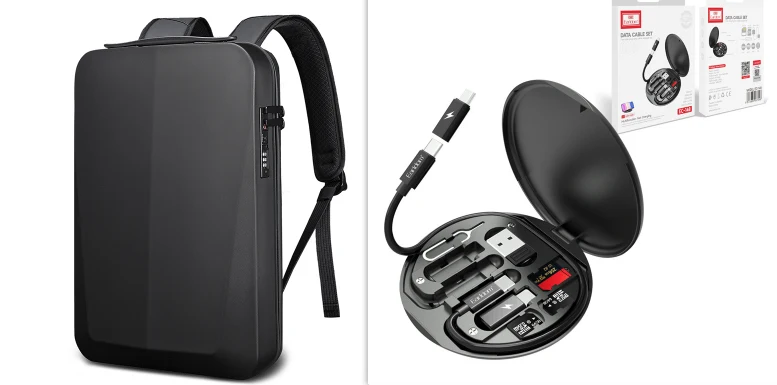 Heren waterdichte hardcase laptop rugzak voor zaken. Plastic hardshell computer rugzak, perfect voor zakelijk gebruik en bescherming van uw laptop. — foto 4