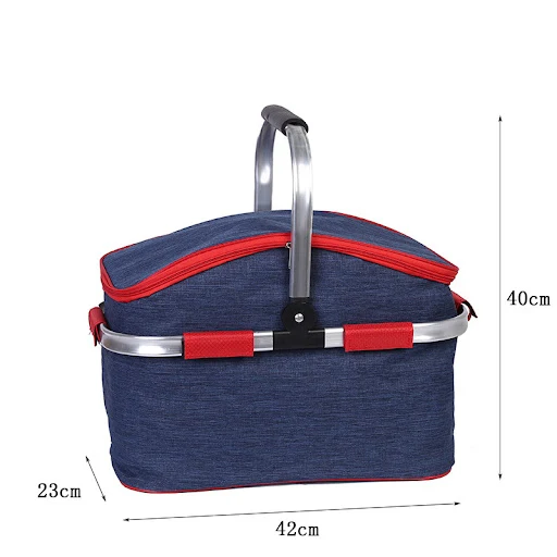 Title 6, Foldable Insulator Basket Portable Picnic Bag, ...