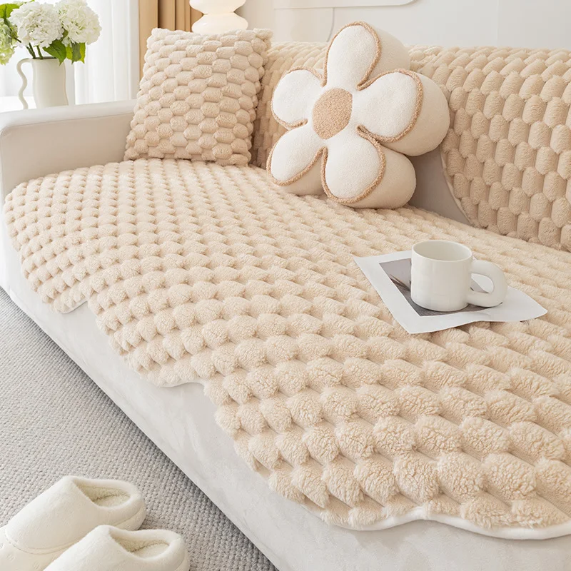 Irregular Shaped Plush Sofa Cover Protect your furniture, soft and adaptable, washable and stylish. Renew your living ro — photo 6