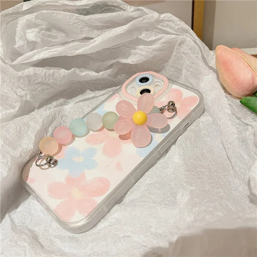 Title 4, Capa de celular de silicone com pulseira de flo...