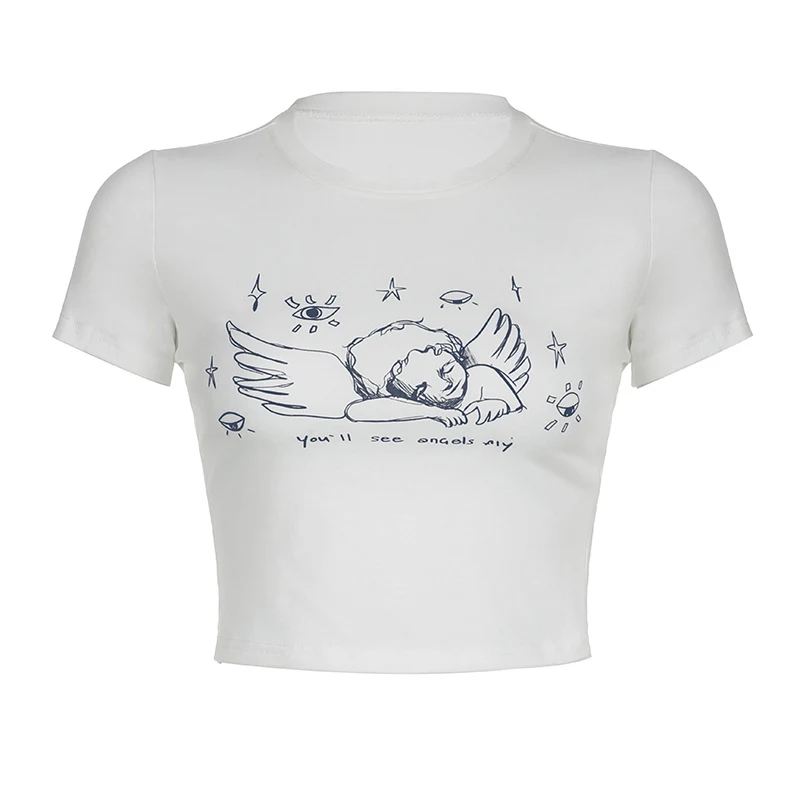 Title 3, New Cute Angel Printed Short Sleeved T-shirt Fo...