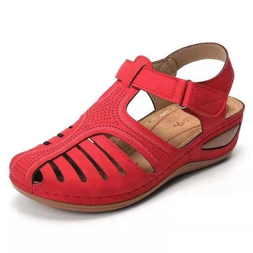 Title 4, Plus size round toe wedge heel velcro sandals. ...