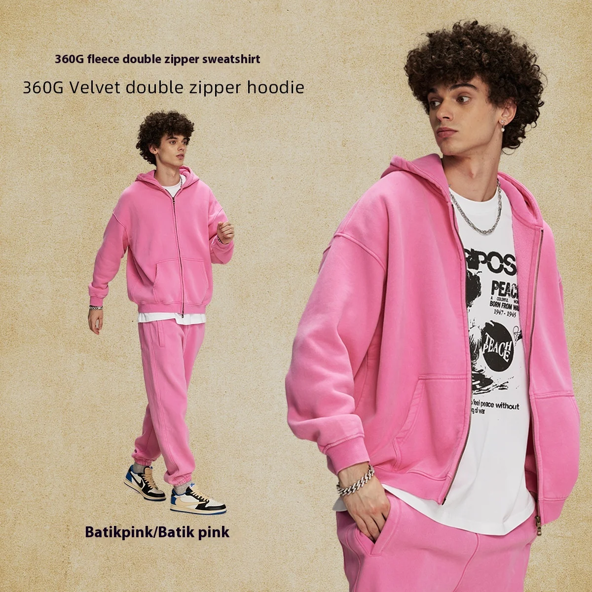 Moletom masculino com capuz, desgastado, vintage, encerado e com aspecto envelhecido. Conforto e estilo para o dia a dia com um toque retrô. — foto 3
