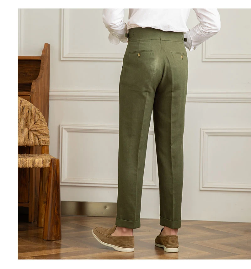 Title 6, Mens Summer High Waist Straight Cotton and Lin...