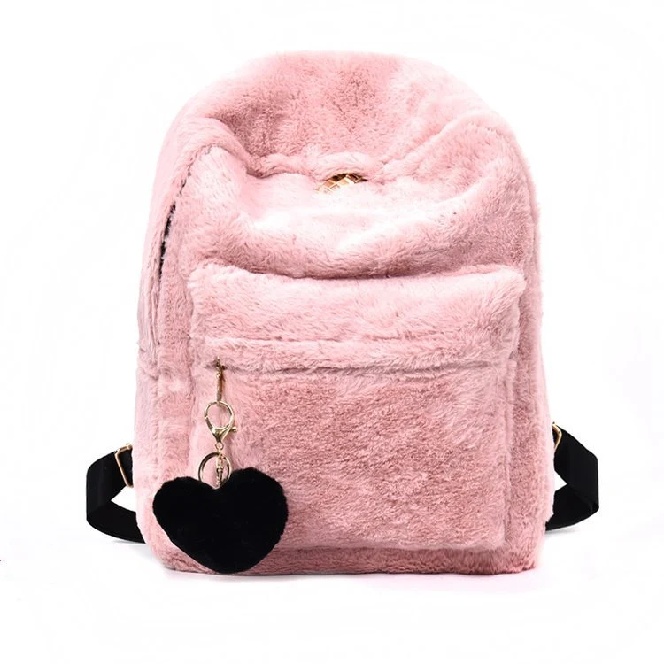 Mochila de pelúcia feminina estilo universitário, perfeita para a faculdade, leve, macia e com design charmoso e confortável. — foto 2