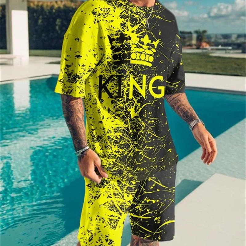 Conjunto de camiseta e shorts casuais simples para homens, ideal para uso diário, conforto e estilo descomplicado para um visual leve e moderno. — foto 2