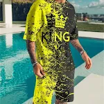 Conjunto de camiseta e shorts casuais simples para homens, ideal para uso diário, conforto e estilo descomplicado para um visual leve e moderno. — foto 2