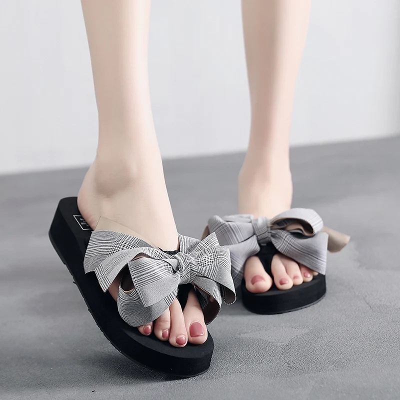 Women's Cake Thick Bottom All-match Big Bow Cute Flip Flops. Stylish and comfortable flip flops perfect for any occasion — photo 12