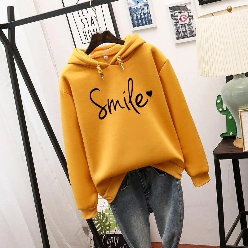 Sudadera holgada estampada de manga larga con cuello redondo simple para mujer — foto 10