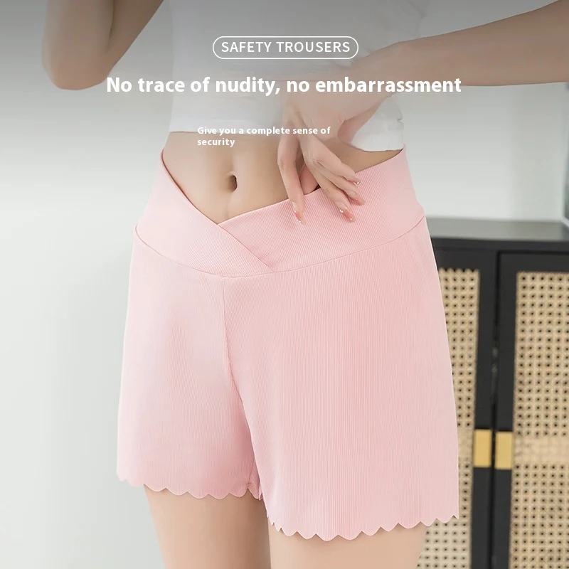Zwangere vrouwen veiligheid broek zomer dunne lage taille wijde pijp anti-exposure shorts voor comfort en bescherming. — foto 5