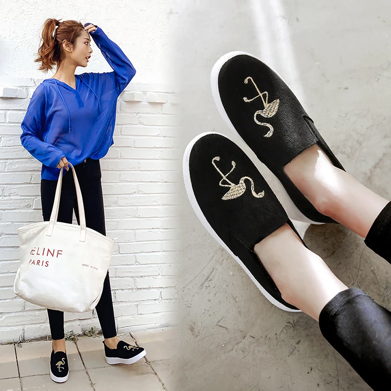 Lovebird studentenschoenen, canvas loafers herfst. Comfortabele en stijlvolle instappers voor studenten, perfect voor dagelijks gebruik en school. — foto 4