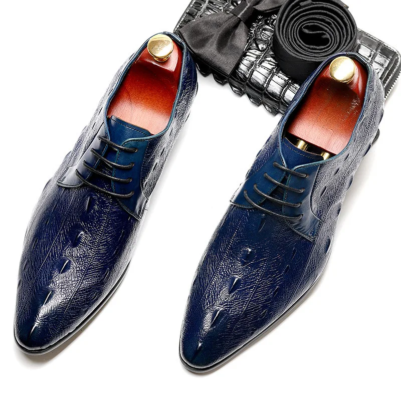 Title 3, Plus size mens shoes made with first layer cow...