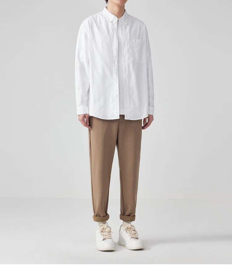 Title 24, Oxford Long Sleeve Shirt Simple Solid Color, a ...