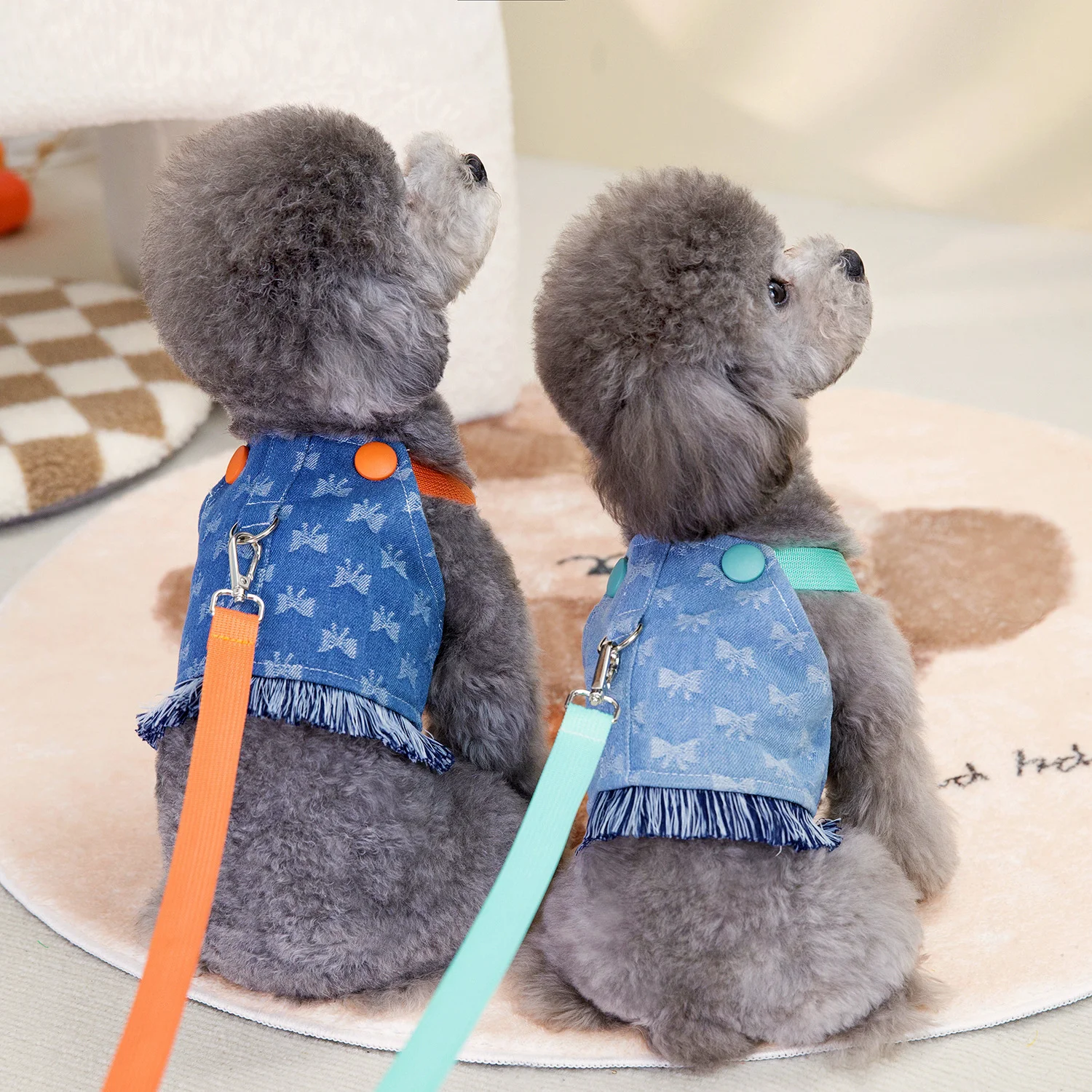 Title 2, Pet Dog Denim Chest and Back Traction Harness, ...
