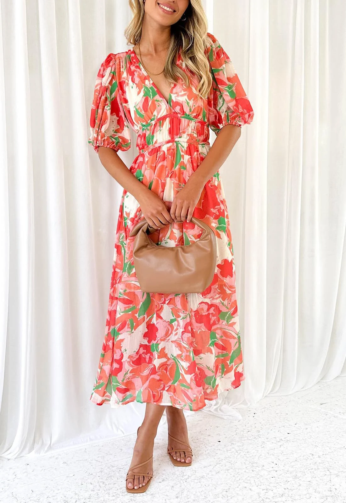Title 5, European and American Floral Bohemian Dress per...