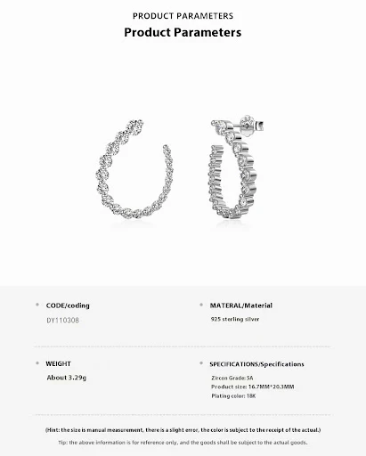 Title 1, Orecchini alla moda in argento S925 con zirconi...