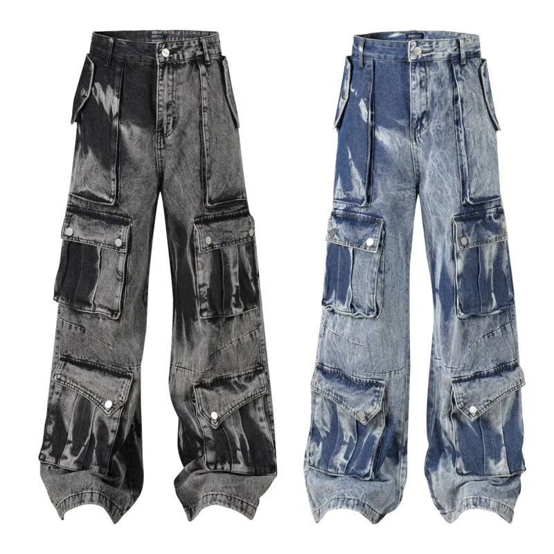 Washed Multi-pocket Design Straight Men's Jeans, Everyday Comfort and Style. Versatile and Functional, Perfect for Daily — photo 7
