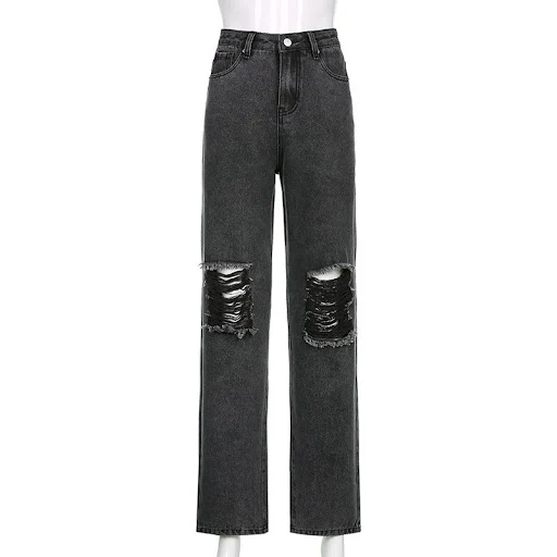 Title 4, Dames jeans met hoge taille, losse pasvorm en w...