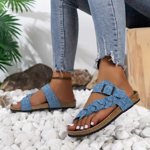 Title 6, Leopard Print Denim Color Plus Size Platform Sl...