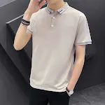 Camiseta polo masculina de manga curta, estilo coreano de negócios, verão, cor sólida, gola polo, ideal para trabalho e lazer com elegância. — foto 1