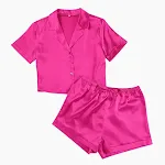 Dames ijzijde pyjamaset met korte mouwen en shorts. Zacht, koel en comfortabel voor een goede nachtrust. — foto 5