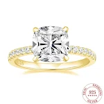 Anel de prata 925 com zircônia de 4 quilates em forma de almofada e 4 garras, brilho intenso e elegância para você. — foto 4