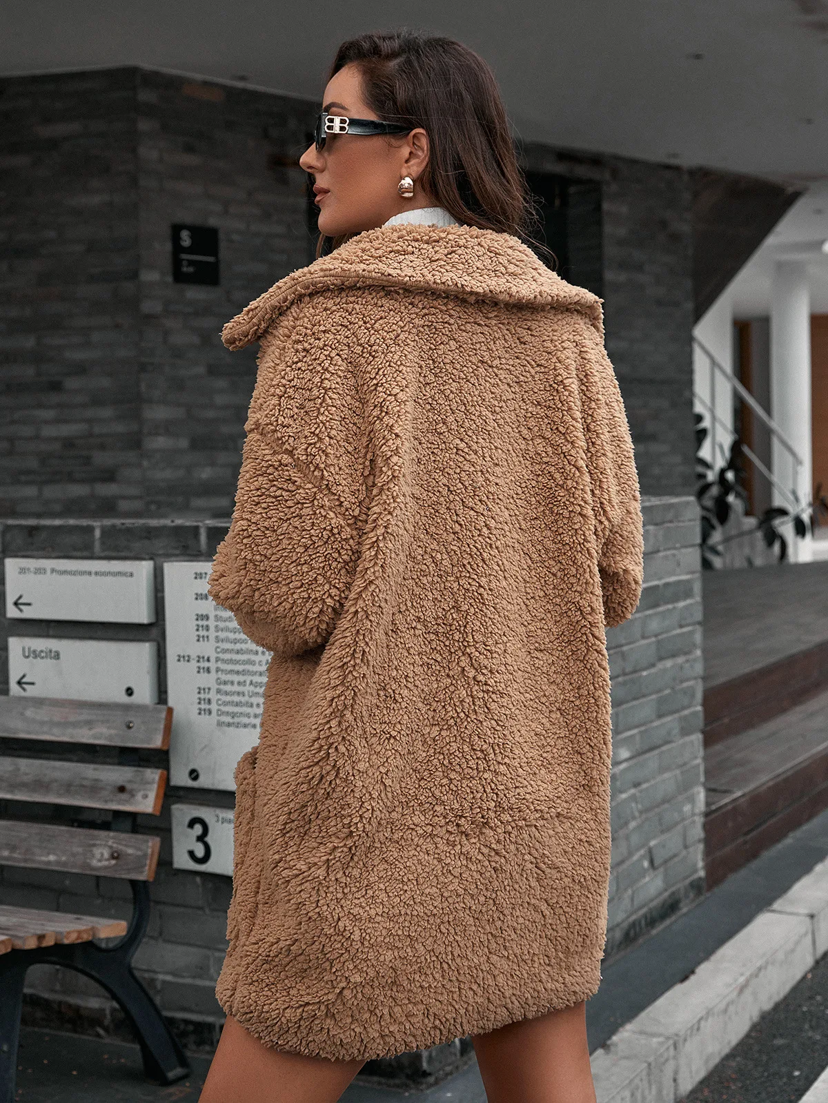 Title 21, Single Breasted Bubble Fleece Jacket Loose Lape...