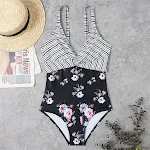 Black Stripe Flower Pants