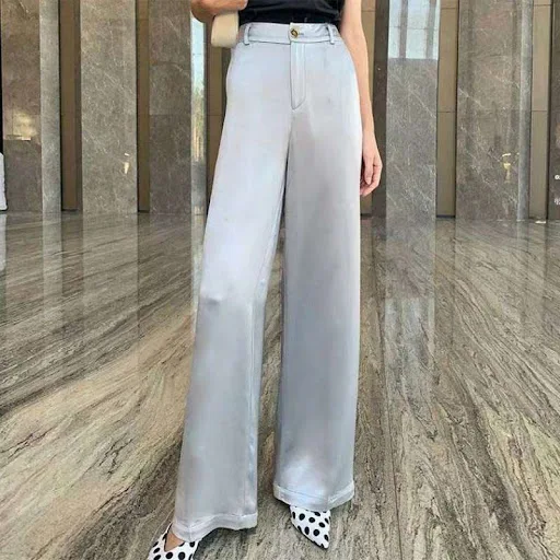 Title 8, Satin high-waisted wide-leg pants, womens trou...