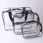 Kit 3 bolsas de armazenamento cosméticos PVC transparente. Organize maquiagem e higiene pessoal. Ideal para viagens e uso diário. — foto 4