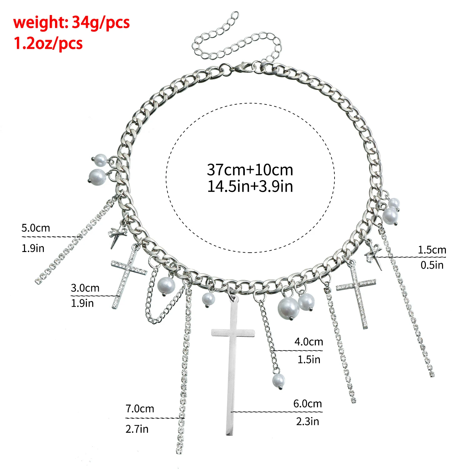 Colar Corrente Clavícula com Cruz Diamante e Tassel Joia Fashion para Mulheres Elegância e Estilo Moderno — foto 1
