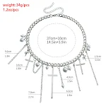 Colar Corrente Clavícula com Cruz Diamante e Tassel Joia Fashion para Mulheres Elegância e Estilo Moderno — foto 1
