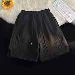 Conjunto esportivo infantil folgado, manga curta, simples, calças cropped, perfeito para estudantes, confortável e moderno. — foto 7