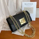 Bolsa pequena quadrada feminina retro com personalidade, alça de ombro e fecho de cadeado. Perfeita para um visual estiloso e prático. — foto 7