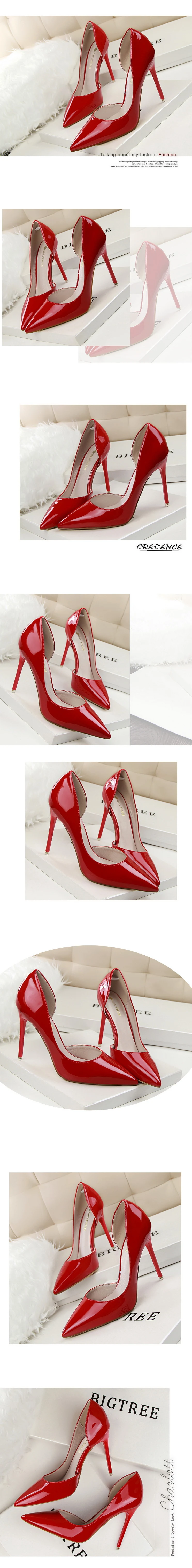 Title 14, Escarpins stiletto en cuir verni à bout pointu....