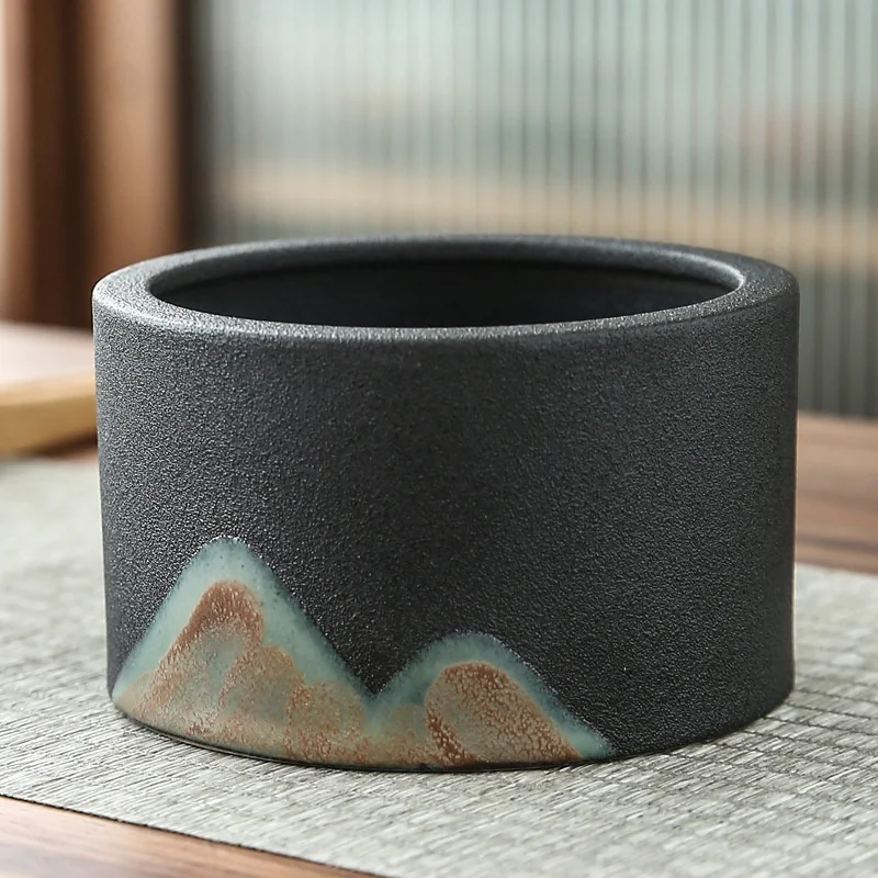Large Wash Stoneware Zen Household Black and White Tea Cup. Washing utensils for a calming tea experience at home. Enjoy — photo 4