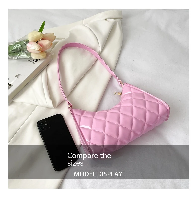 Title 8, Diamond Plaid Underarm Small Square Bag for Wom...